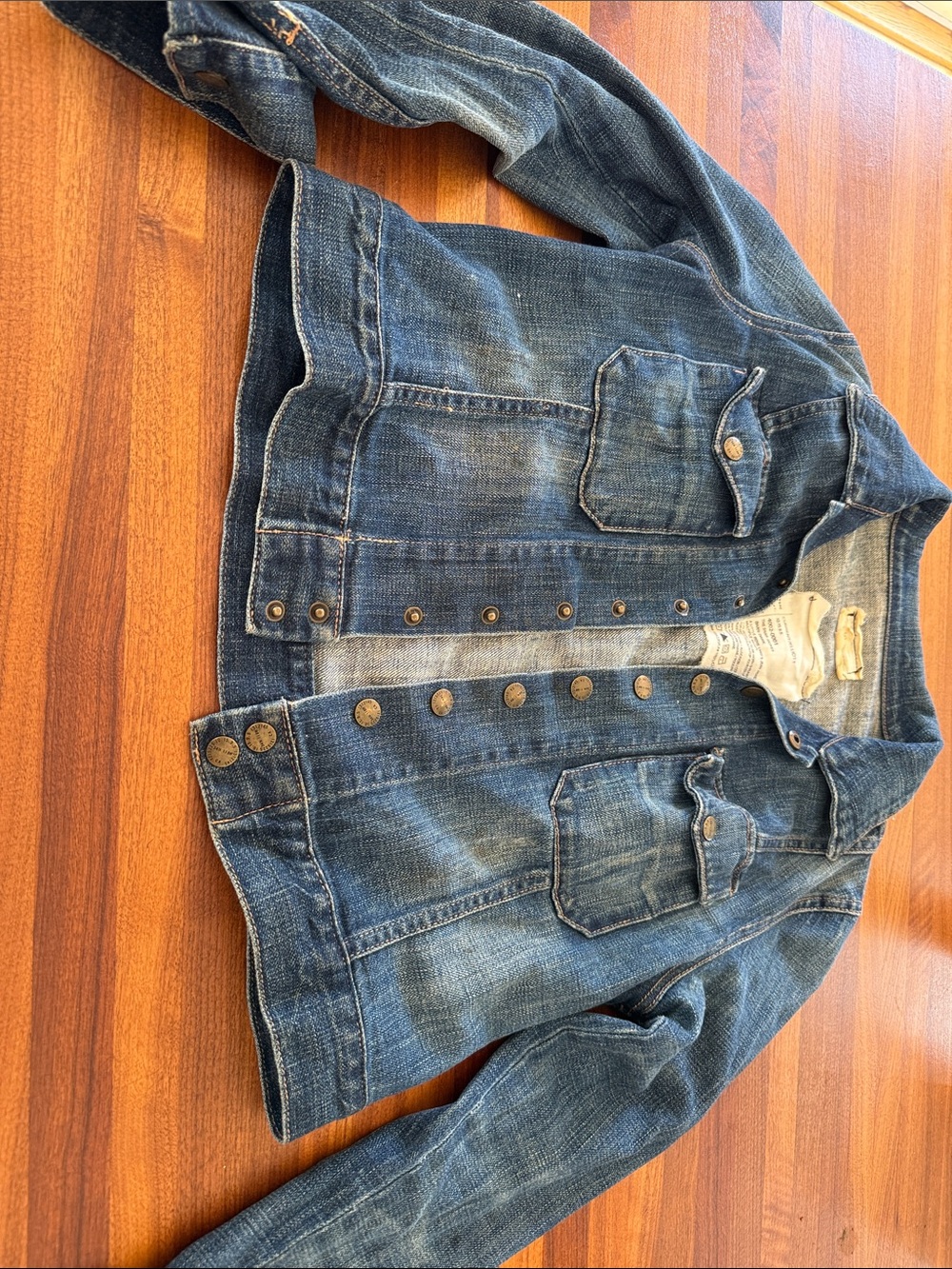 Current/Elliott Blue Denim Snap Jacket - Barn Dark - Picture 2 of 8